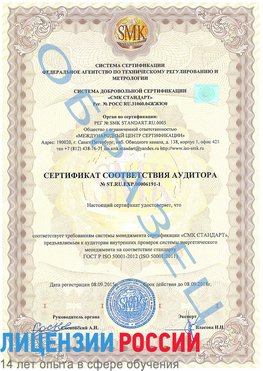 Образец сертификата соответствия аудитора №ST.RU.EXP.00006191-1 Гремячинск Сертификат ISO 50001